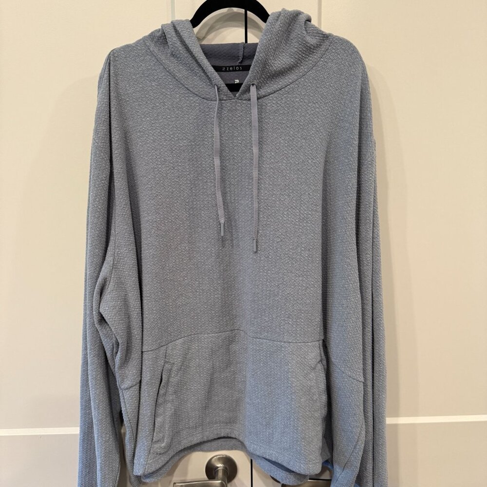 Zelos Plus Size 4X Luxury Athleisure Pullover Hoodie in Light Gray lounge active